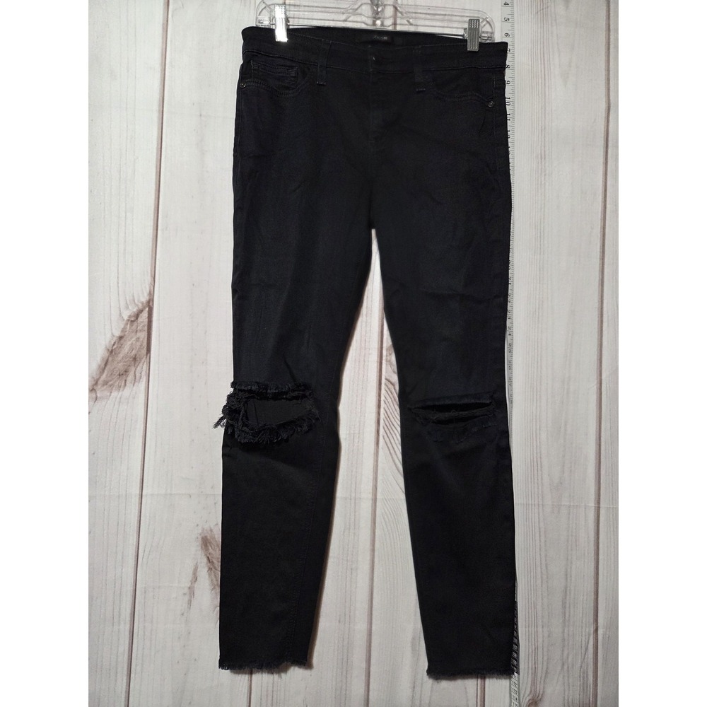 Joes Jeans Pants Womens 28 Black Distressed Raw Hem Ankle Skinny‎ Denim